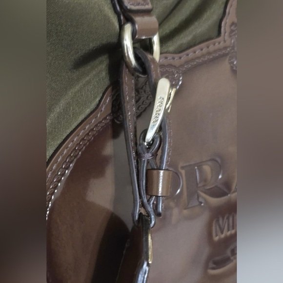 PRADA Milano Olive Green & Brown Nylon Medium Tote w/ Handles & Crossbody - Picture 2 of 14